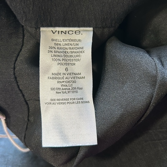 VINCE Skirt Preppy Center Pleat Pockets Linen Mini A Line Skirt Black Sz 6 - Picture 9 of 12